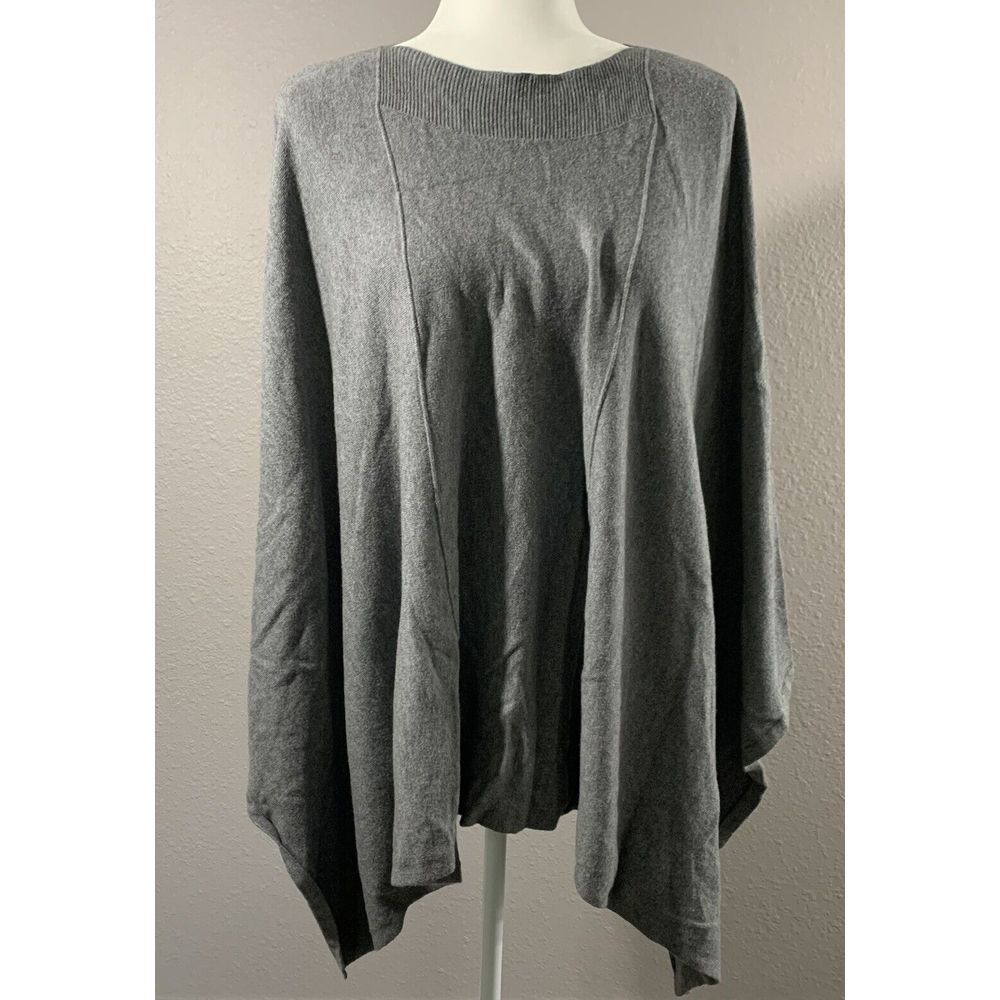 Chico's Women's‎ Heather Gray Poncho S/M Cashmere Blend Knit Pullover Soft Light
